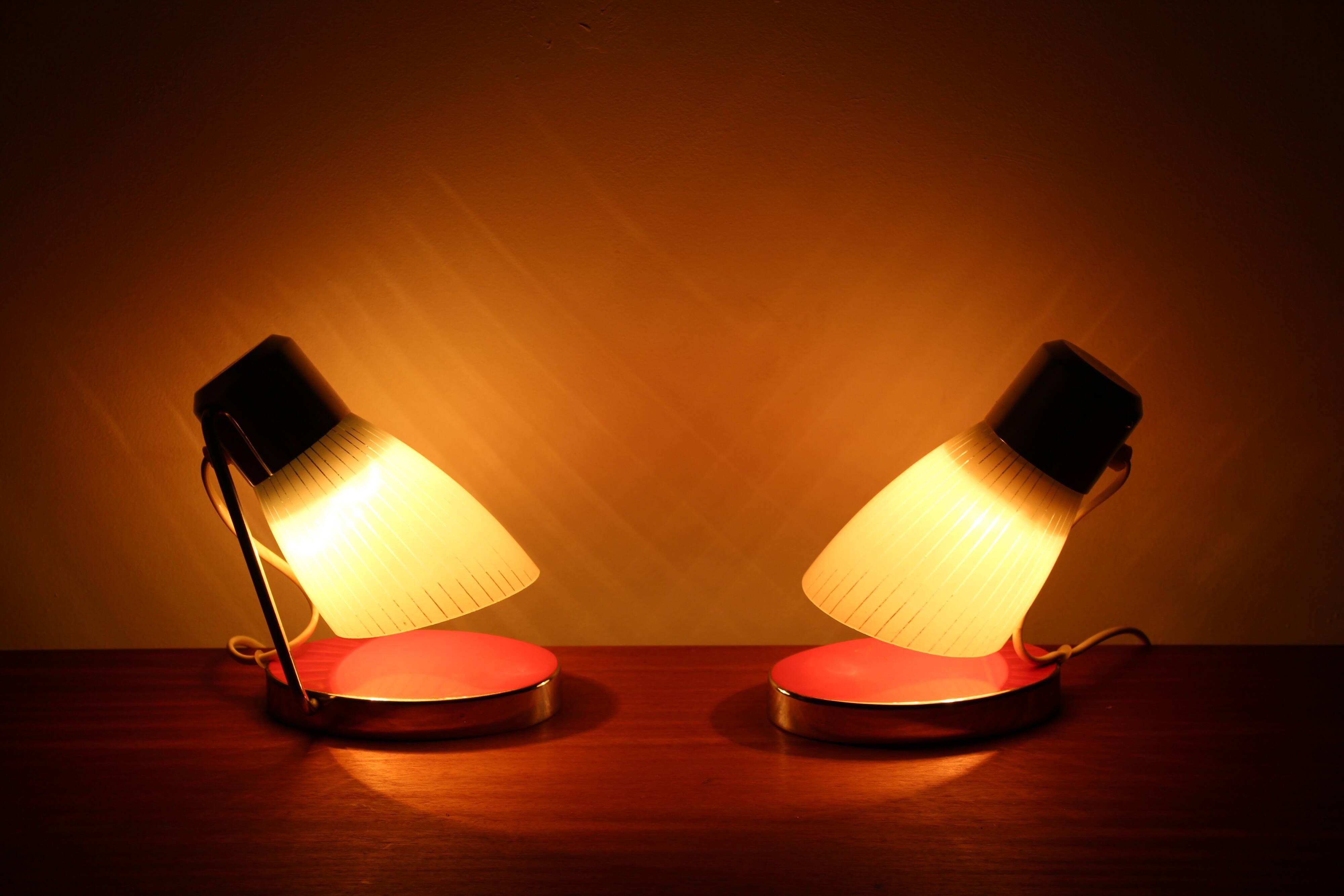 Pair of mid-century table lamps by Drupol 1960