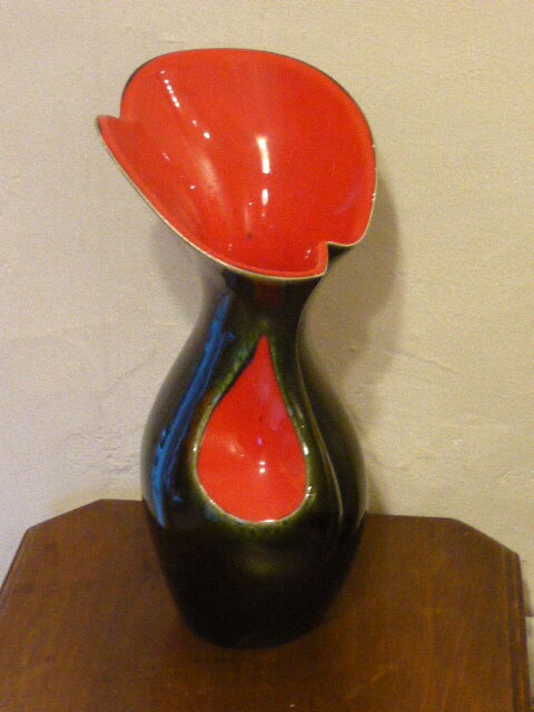 Vintage vase in ceramic brown and red, 1950/60s