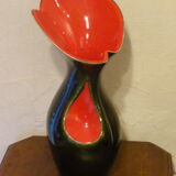 Vintage vase in ceramic brown and red, 1950/60s