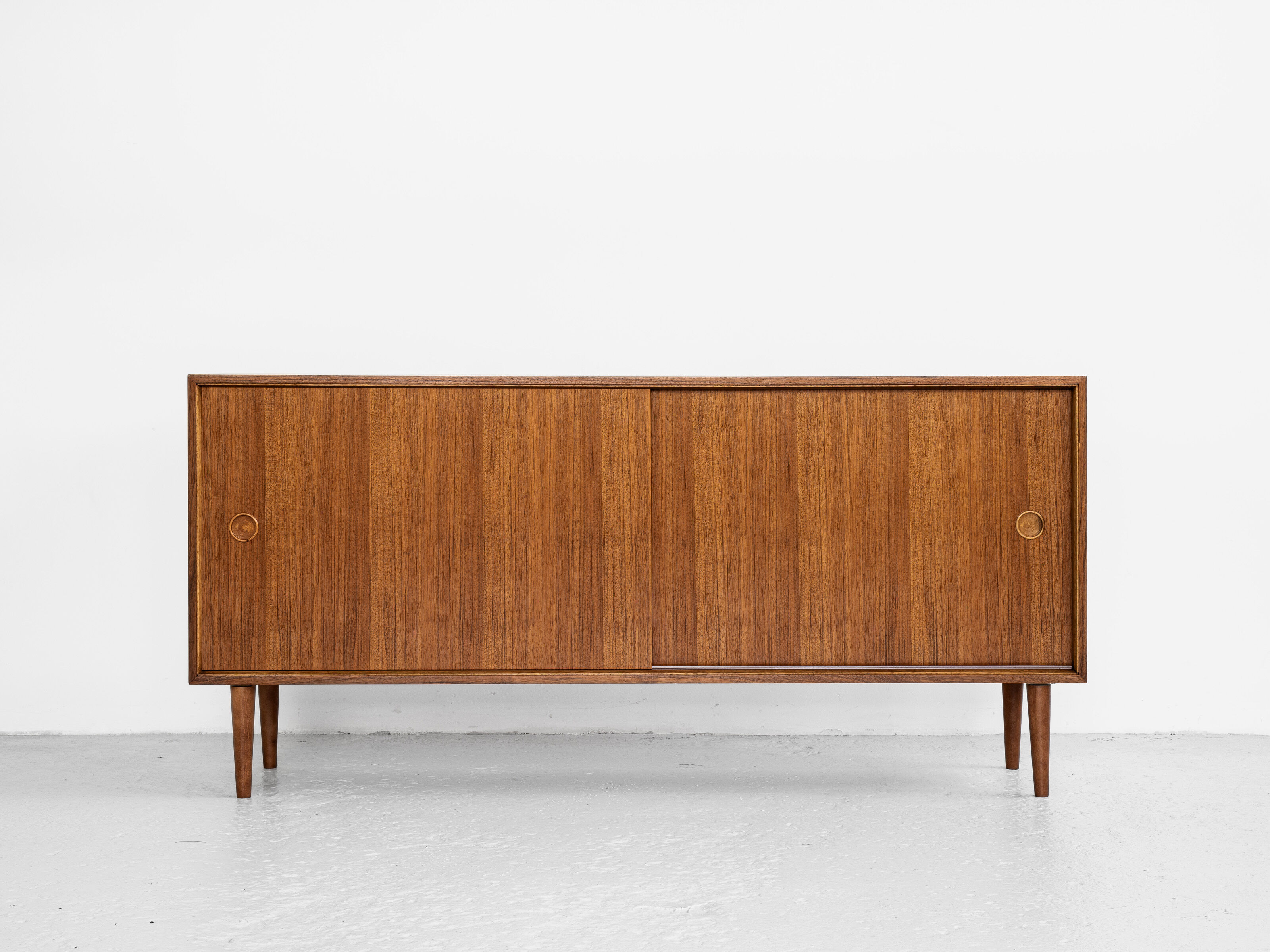 Midcentury sideboard in cherry wood with 2 sliding doors 1960s