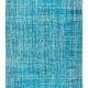 Handmade teal over-dyed rug vintage turkish carpet tek0571