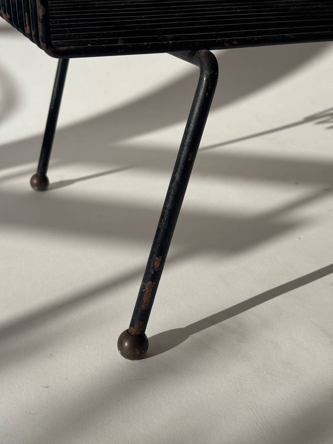 Mid-century metal and wood coffee table with magazine rack, Italy