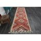 1970s Vintage Turkish Oushak Handmade Wool Cotton Pink Runner Rug 102x335