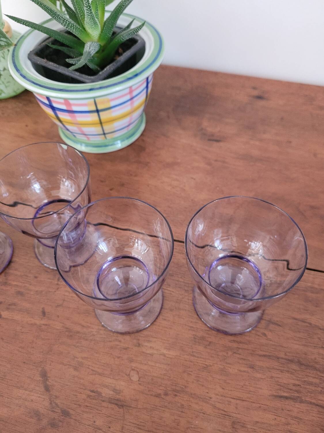 Set of 4 small purple glasses