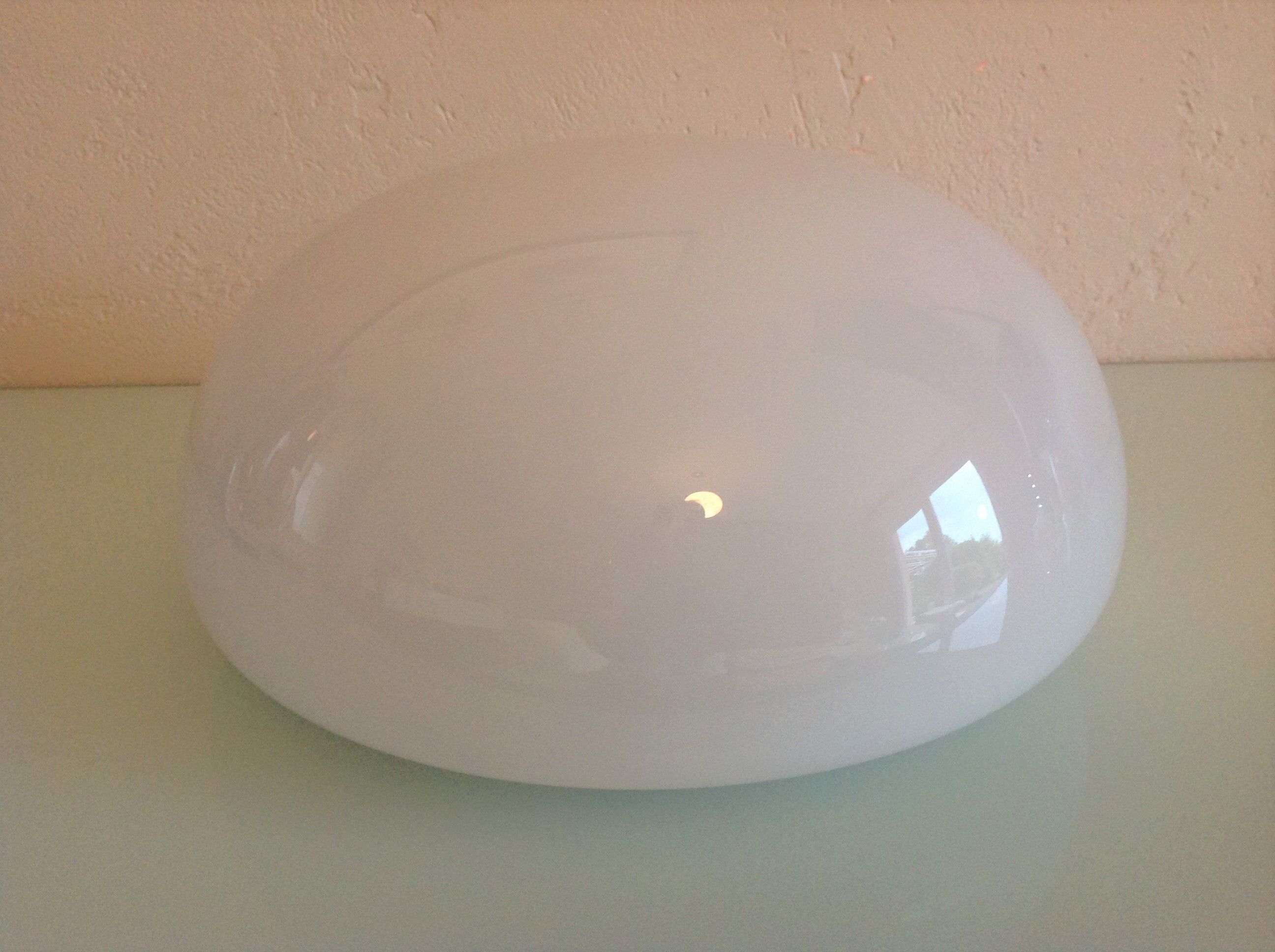 Half moon ceiling light in white opaline vintage 60s-70s