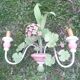 Pair of metal sconces painted spring flowers vintage