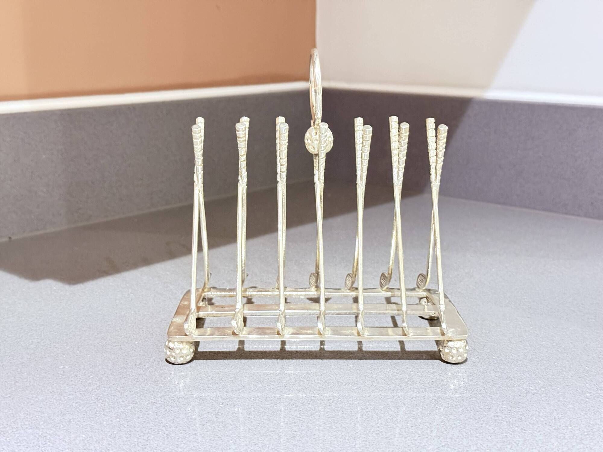 Art Deco Silver Plated Golf Ball and Club Toast Rack – Vintage Luxury Tableware