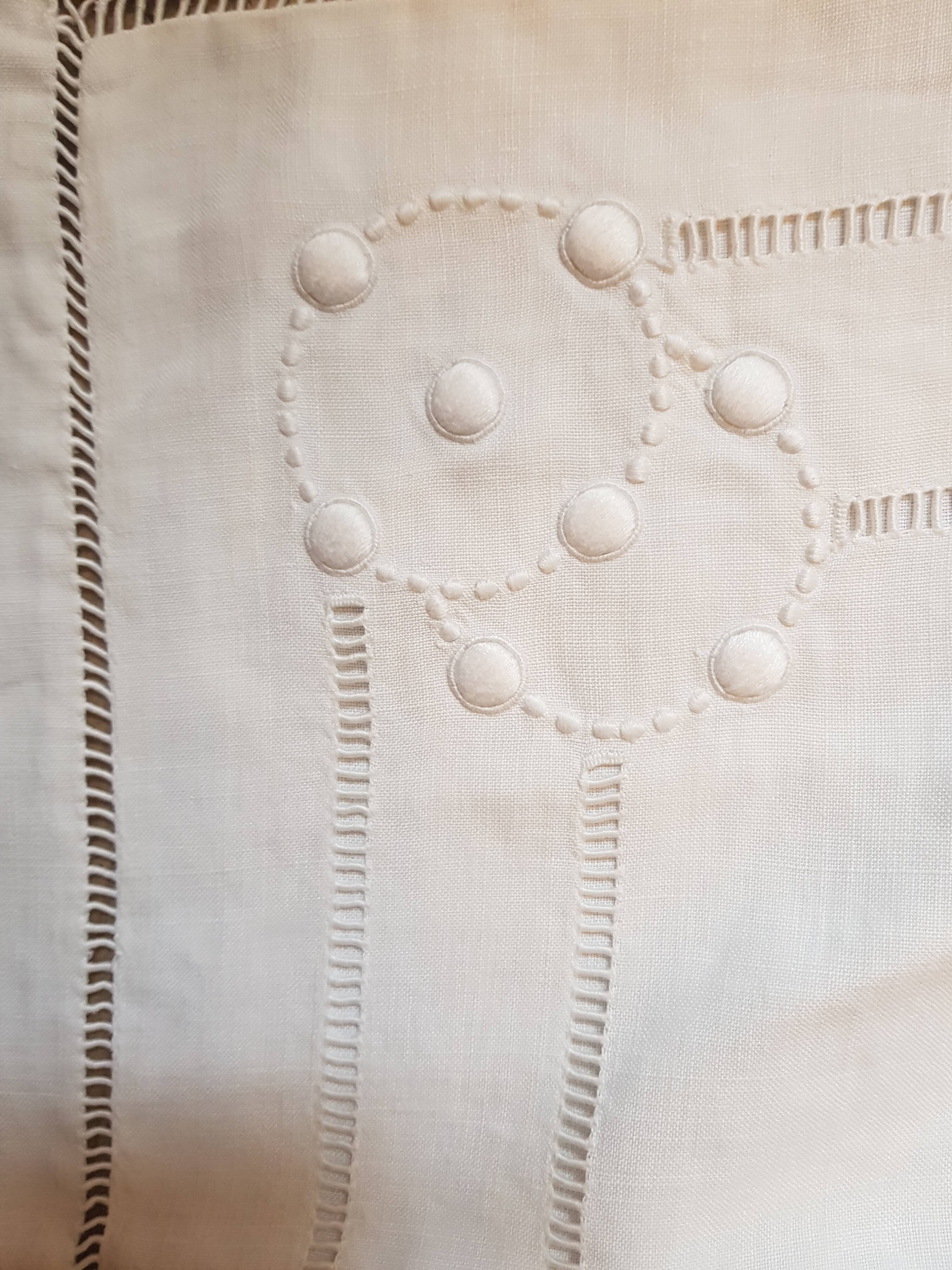 Hand embroidered linen pillowcase