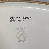 Soup tureen on its dish in Desvres earthenware, Rouen decor by Géo Martel
