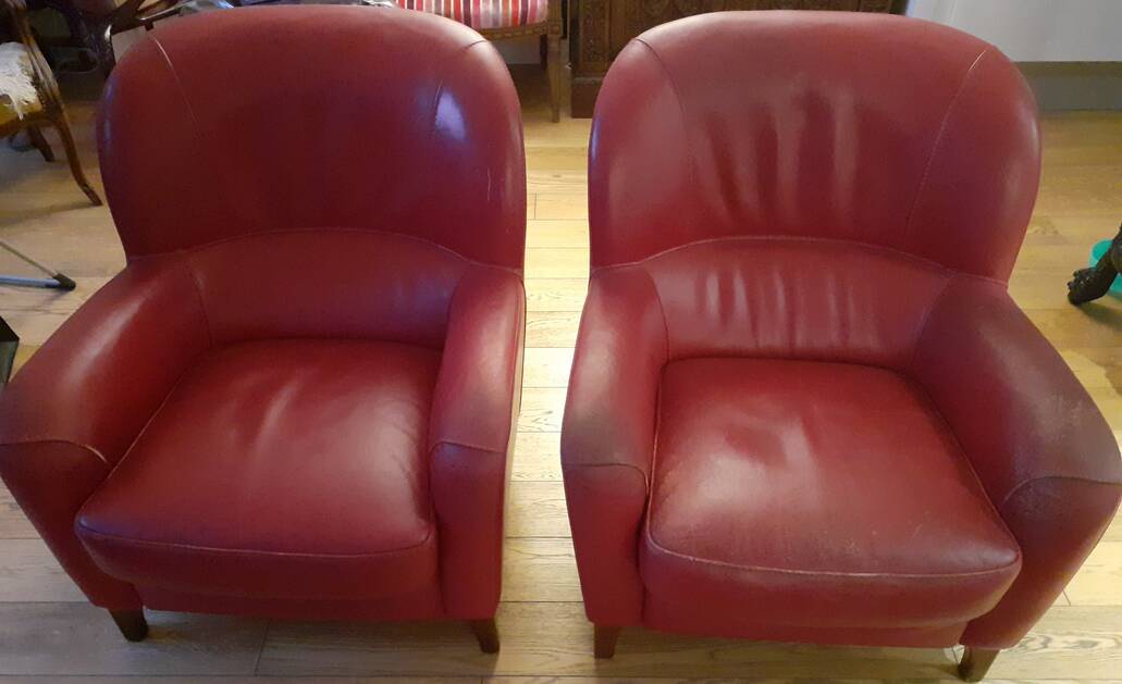 Roche Bobois Club Chairs Full Grain Leather