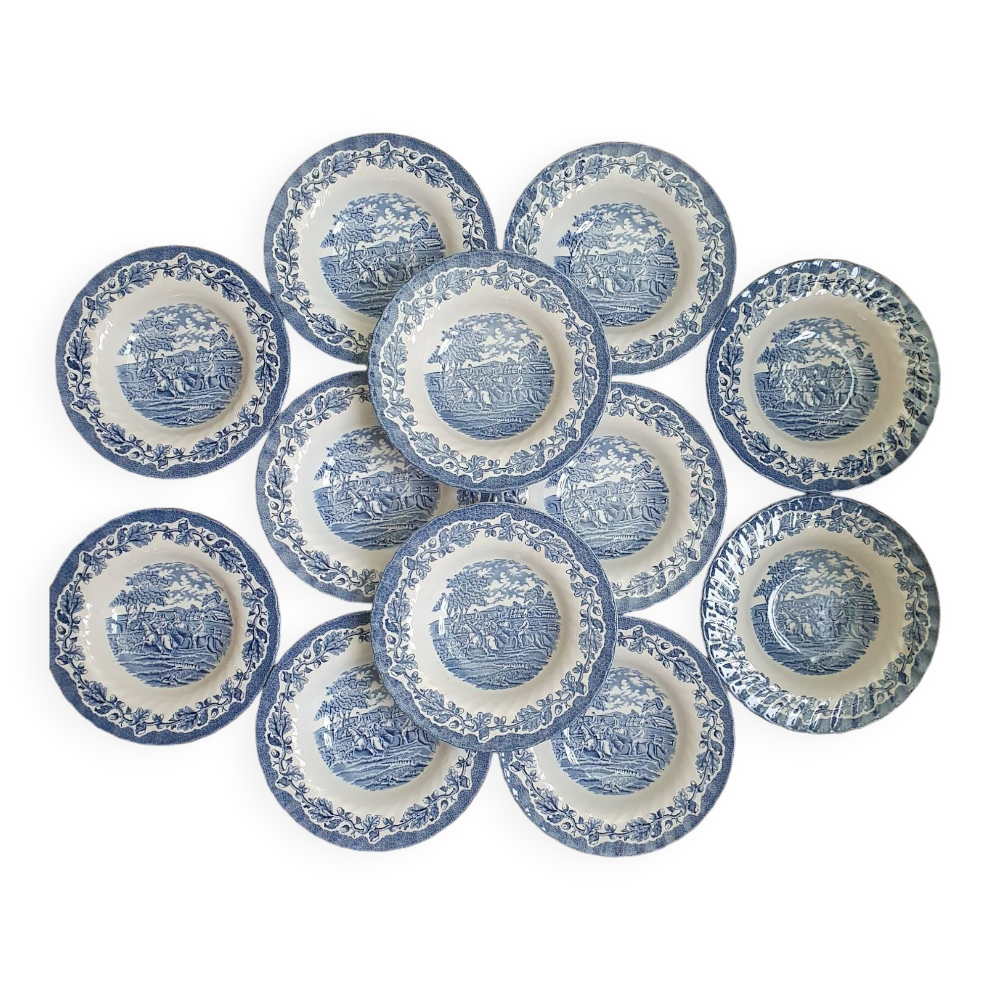 12 English porcelain soup plates