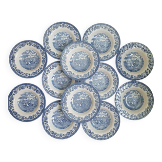 12 assiettes creuses en porcelaine Anglaise
