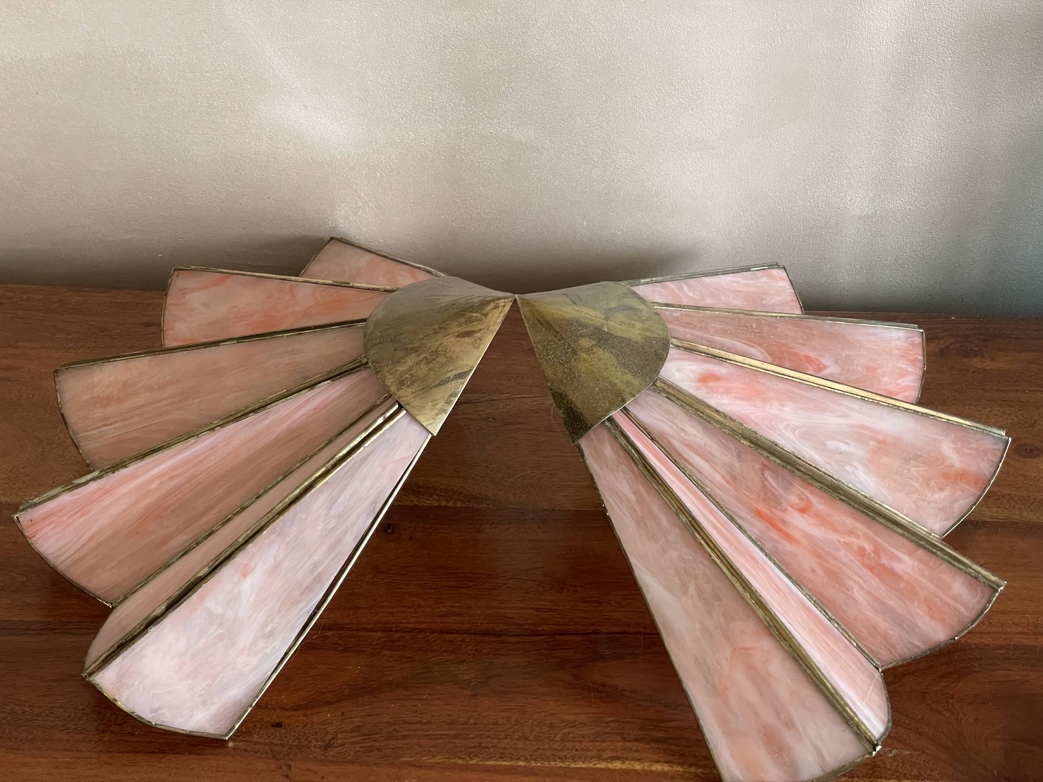 Paires d’appliques laiton et verre