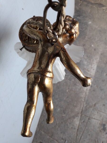 Hanging chandelier / bronze angel dore ep 1940/50