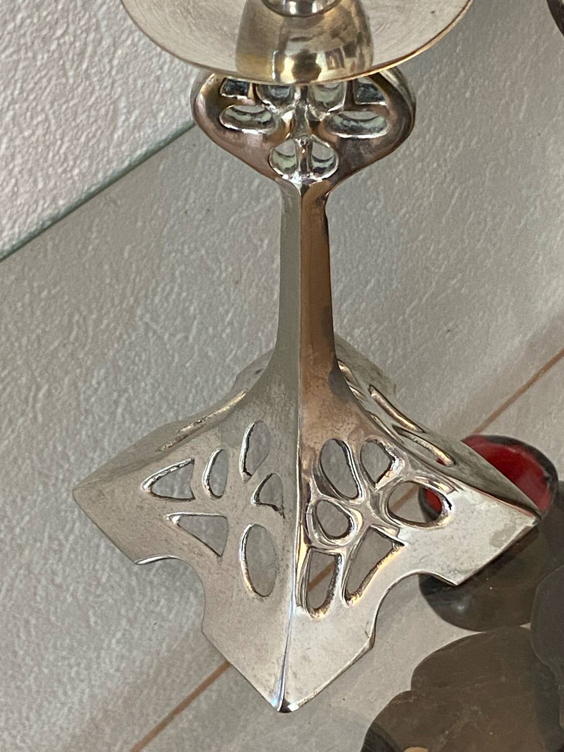 Pair of Art Nouveau style silver-plated metal candlesticks