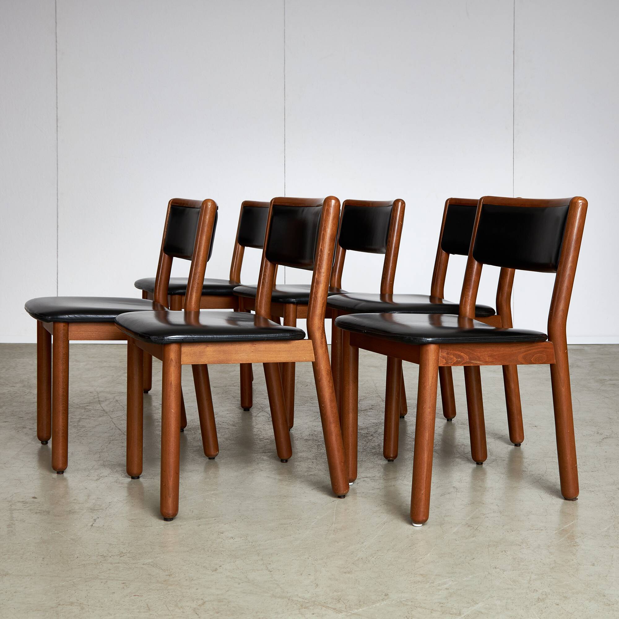 Set of Italian Leather Glossy Finish Chairs