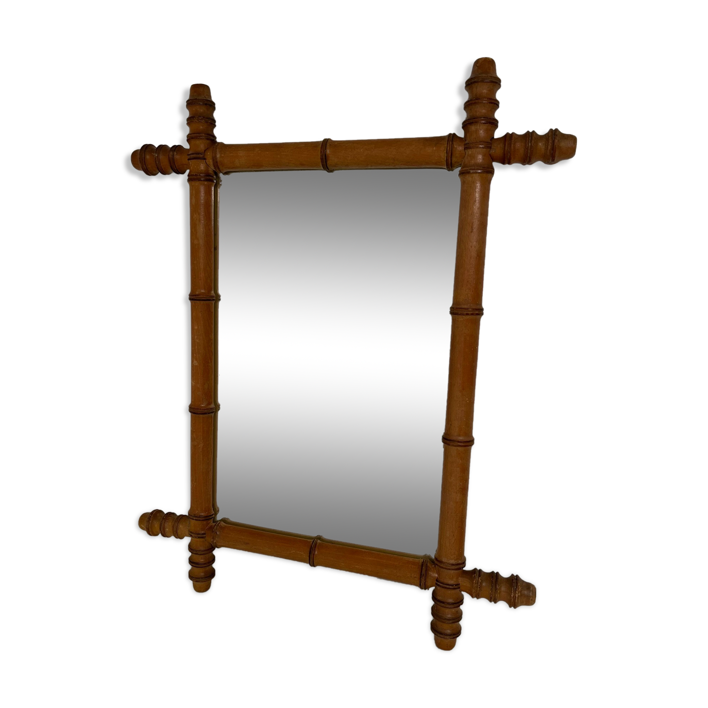 Turned wooden mirror bamboo style 1900s