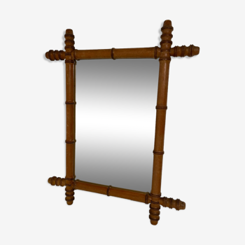 Miroir en bois tourné style bambou années 1900