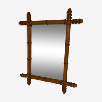 Turned wooden mirror bamboo style 1900s