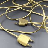 Pair of bedside lamps in stoneware and wool lampshades - Vintage around 1970