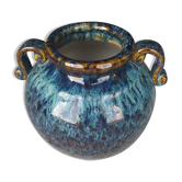 Enamelled ceramic vase, shades of blue.