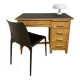Vintage solid oak, wood and black desk