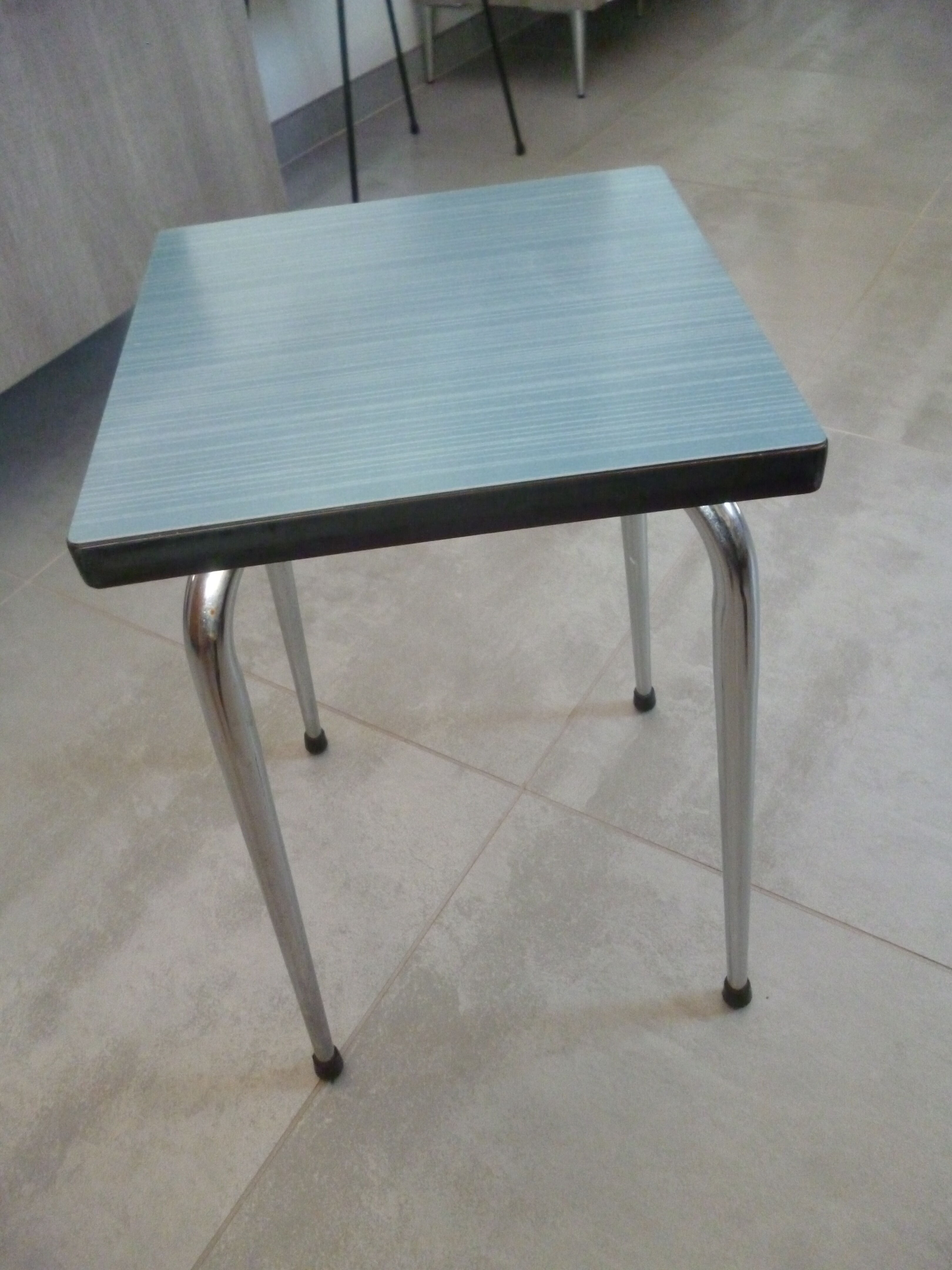 Blue Formica stool