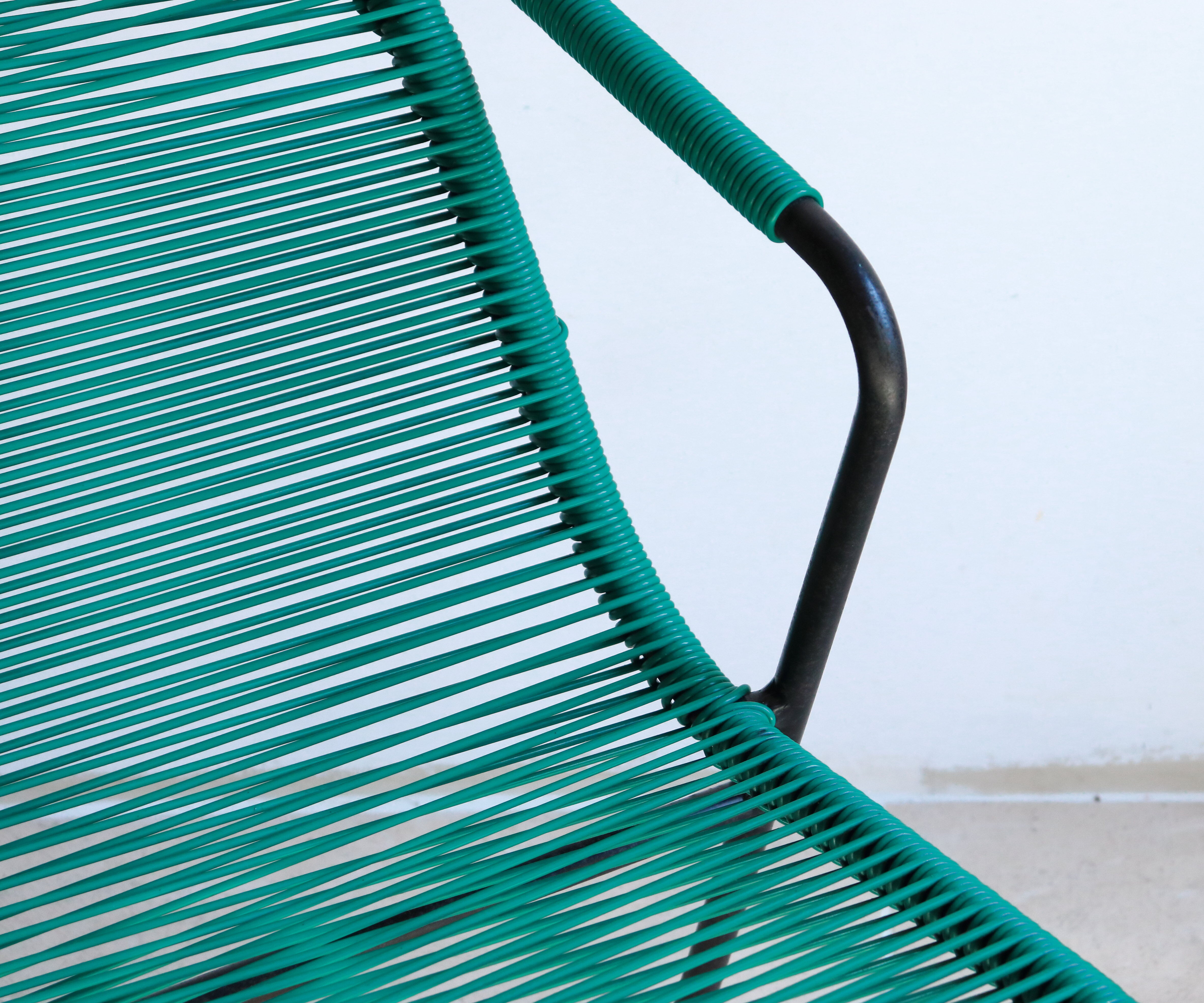 Metal and scoubidou green garden chair