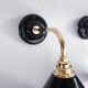 Pair of antique black enamelled sheet metal wall lights