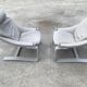 Pair of vintage grey leather armchairs by Ake Fribytter 1970