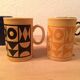 6 mugs vintage geometric patterns Staffordshire Potteries