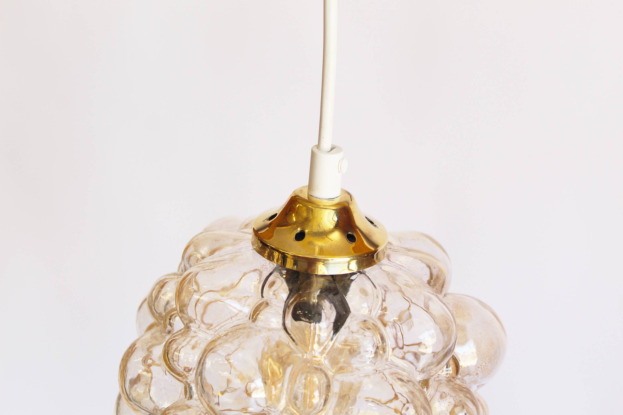 Petite amber bubble glass pendant light by Helena Tynell for Glashutte Limb