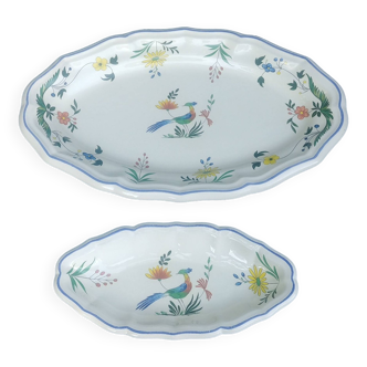 Two porcelain serving dishes from the Gien faience factory, Birds of Paradise model