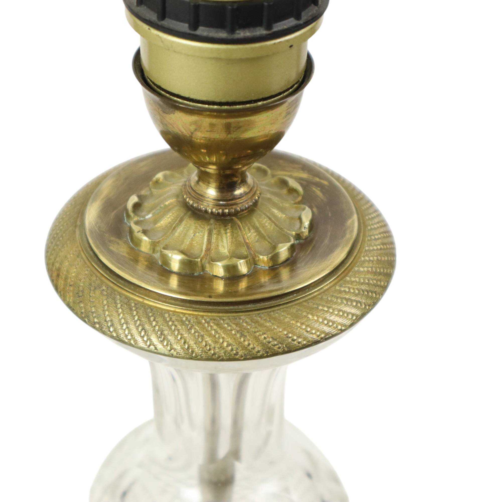 Empire Table Lamp Cut Crystal Diamond Pattern Gilded Bronze