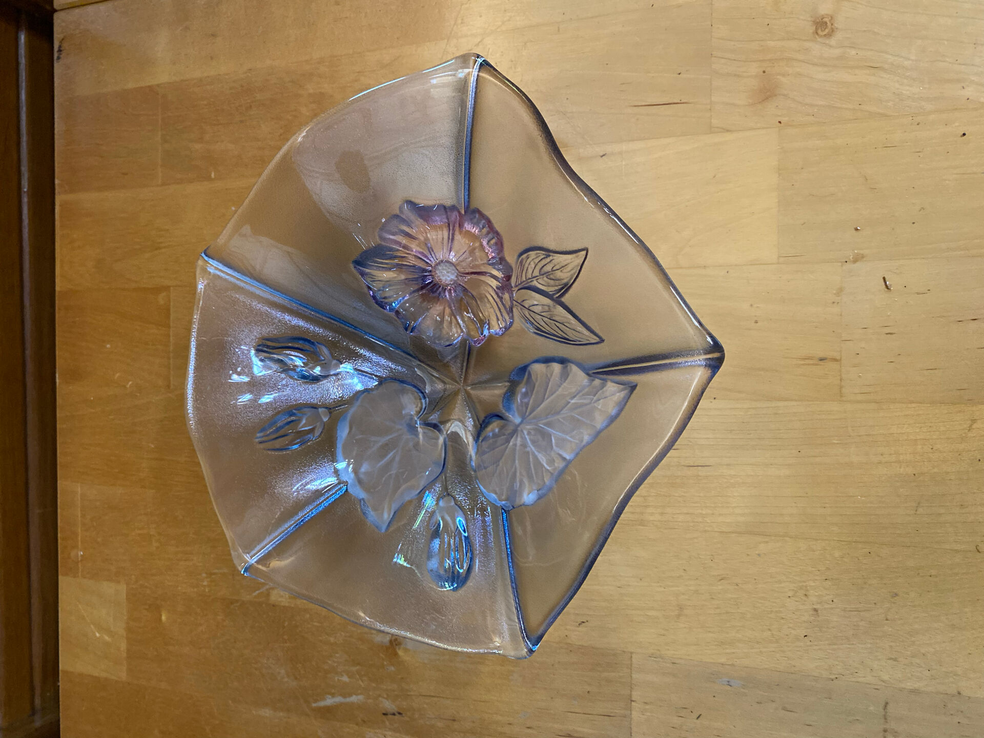 Bol vide poche mikasa crystal moulded decor flowers coloured vintage
