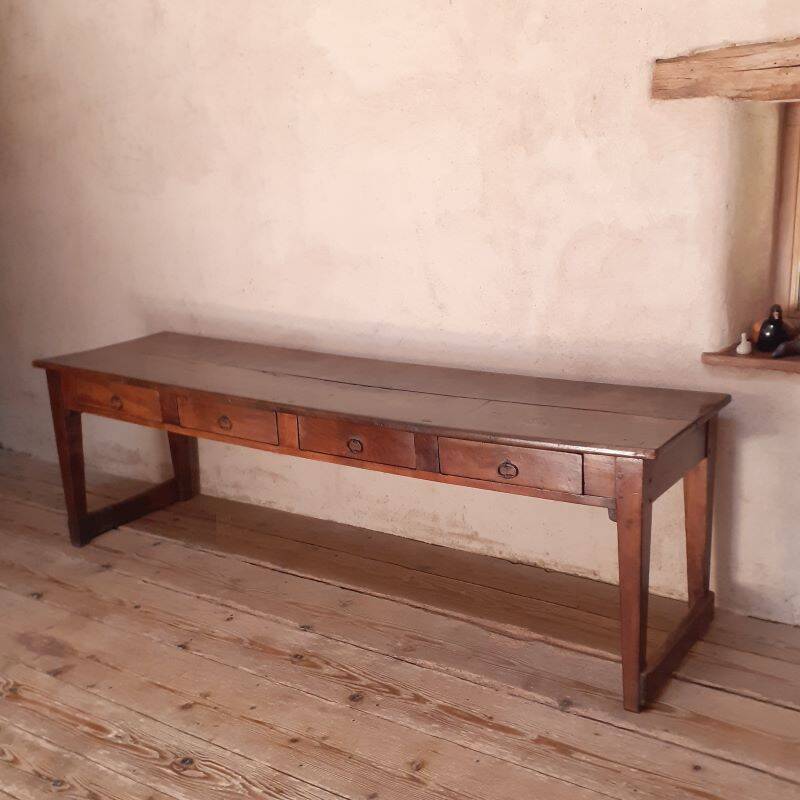 Monastery table, community table, 19th-century solid walnut console.