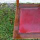 6 Art Deco dining chairs in solid wood and burgundy leather.