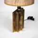 Lampe de table en laiton vintage avec abat-jour en tissu – Patine d'origine. Italie années 1970.