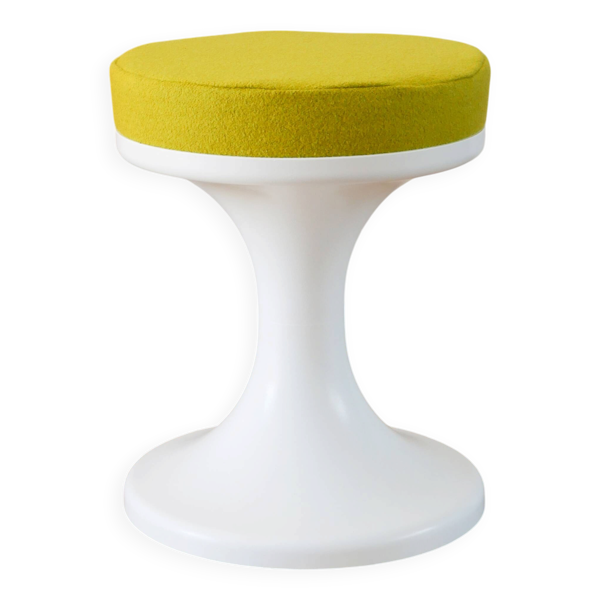 Tabouret tulipe en Plastique et Laine, Vert Matcha, Design Space Age, 1970