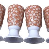 Mazagrans Coffee Cups Set of 4 with Salmon Pink Floral Decor