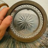 Crystal and bronze lighter and table ashtray