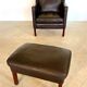 Mid-century Stouby leather lounge chair and stool in brown leather