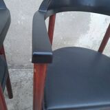 Pair of Scandinavian armchairs in teak and leather