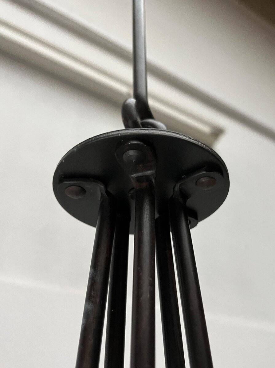 Vintage wrought iron candlestick chandelier by Ehlén Johansson for Ikea, 1990s.
