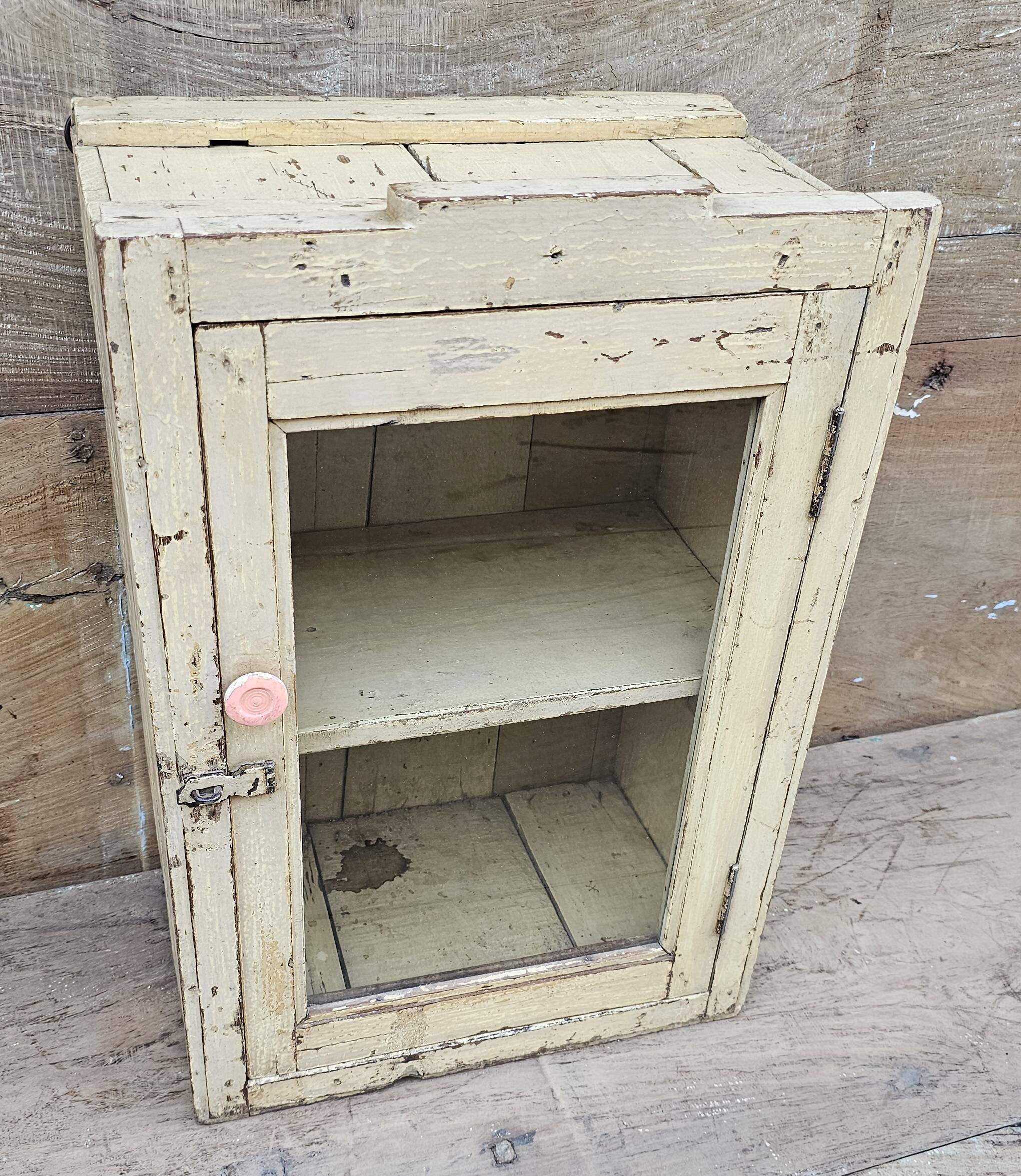 Antique Art Deco wall display cabinet in Burmese teak.