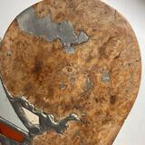 Carved wooden lamp and stained glass