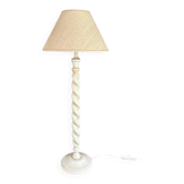 Lampe blanche en bois tourné