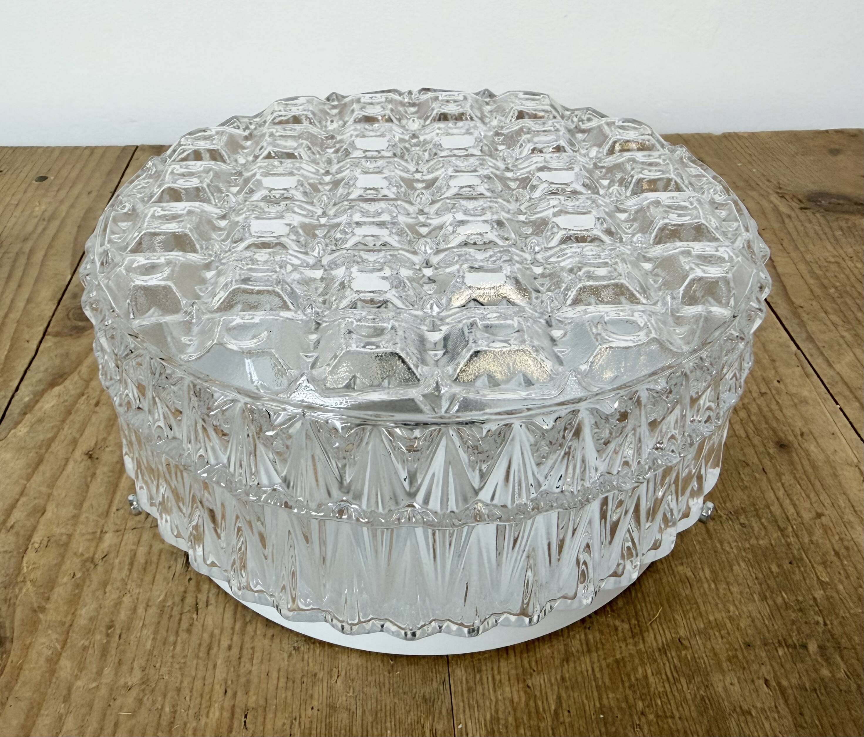 Vintage Glass Wall or Ceiling Light, 1970s