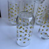 Set of 6 glasses with yellow weights made in france 70s