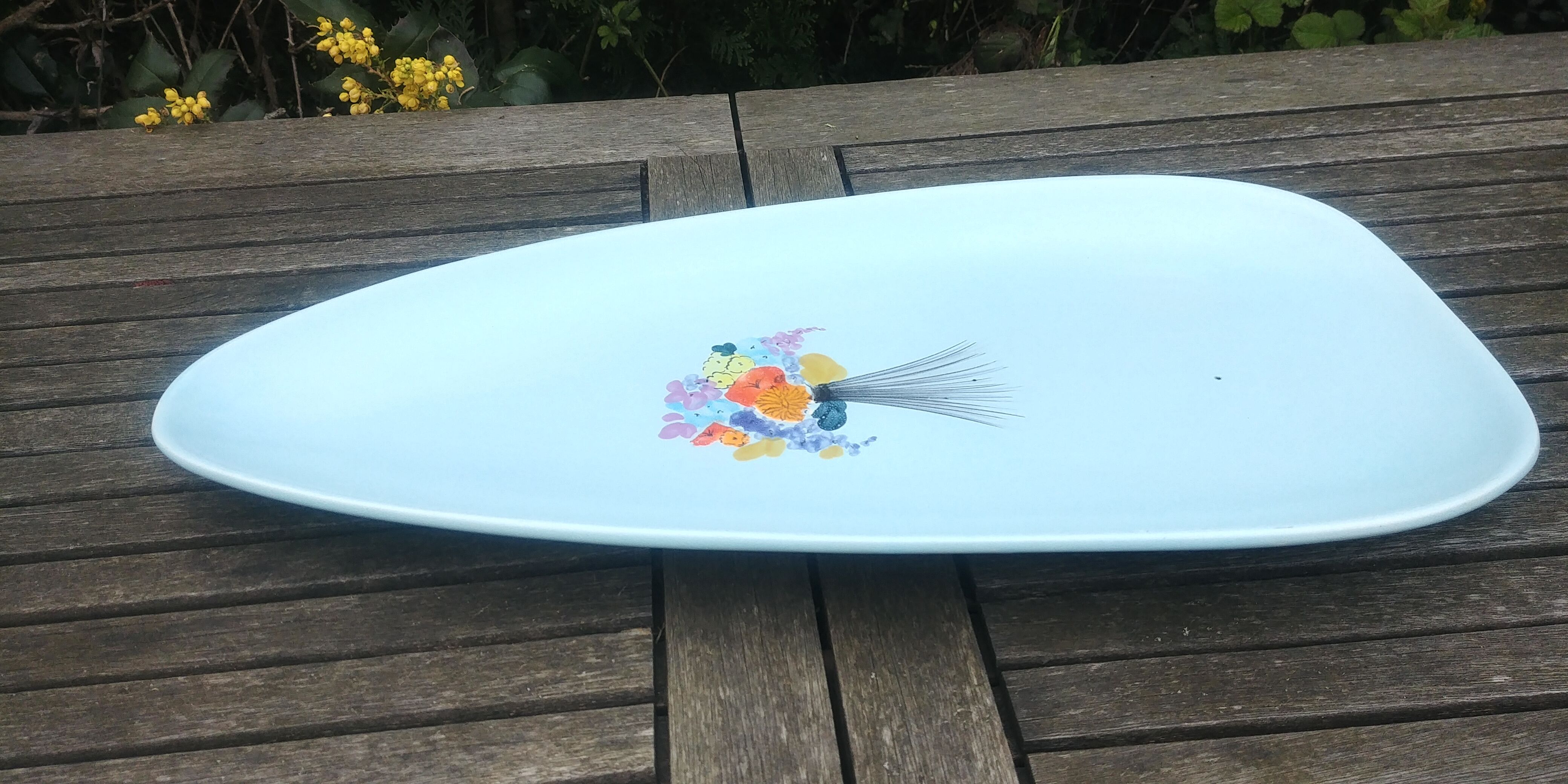 Ceramic dish from the faiencerie of M.B.F.A Pornic model sidonie blue